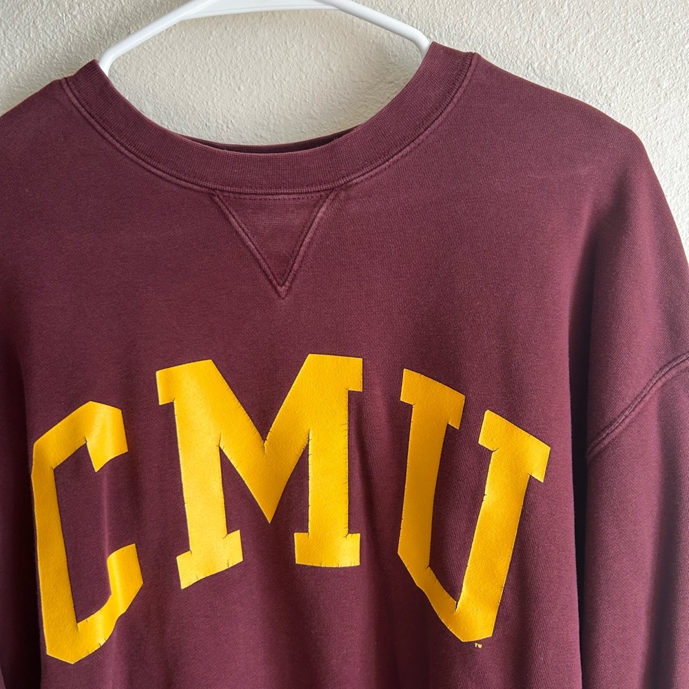 CMU Maroon Crewneck Sweatshirt with Gold Lettering